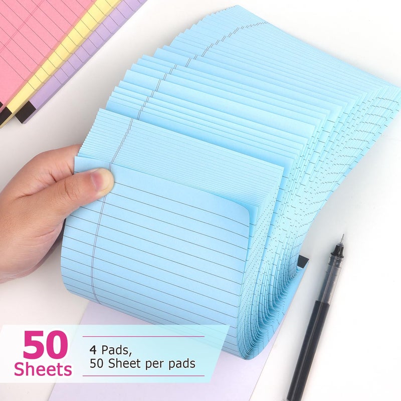 ZZTX Legal Pads Note Pads 5 x 8 Inch Lined Writing Pads, 50 Sheets Per Writing Pad, 4 Pack (Multicolor) - Image 4